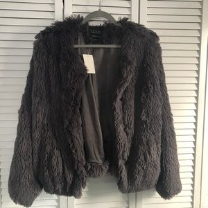 NWT Sanctuary Faux Fur Charcoal Coat